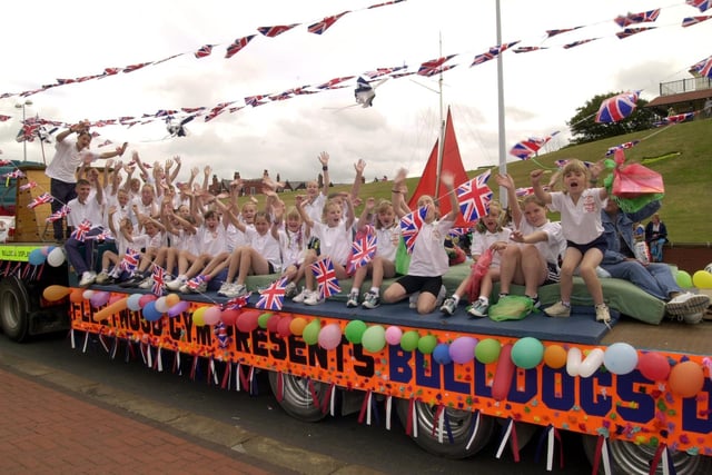 Fleetwood Gala Bulldogs on their float at Fleetwood Carnival