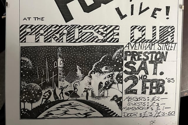 Part of the original poster for the gig at the Paradise Club.