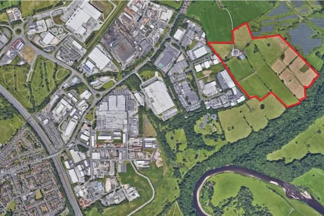 A map of the Roman Way Industrial Estate showing the proposed extension in red.