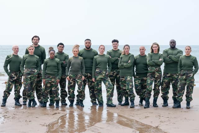 All the recruits from this year's edition of Celebrity SAS: Who Dares Wins, lined up on a beach. (Picture: Pete Dadds/Channel 4/PA Wire)