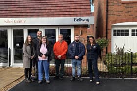 Members and staff members of Sporting Challenge join Bellway sales advisor Leanda at Lathom Pastures.