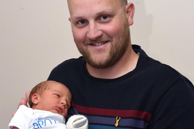 Proud new dad Mark with his son Eddie. born at Royal Preston Hospital at 11.42pm on  June 18 weighing 7Ib 4oz. Mum Adele and family live in Cottam