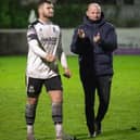 Brig boss Jamie Milligan with defender McCauley Wilson (photo: Ruth Hornby)