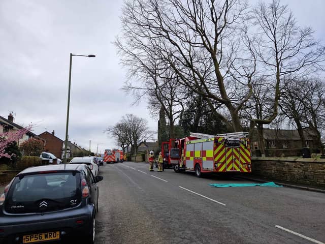 Fire engines at the scene of this morning's blaze at St John's Church in Padiham