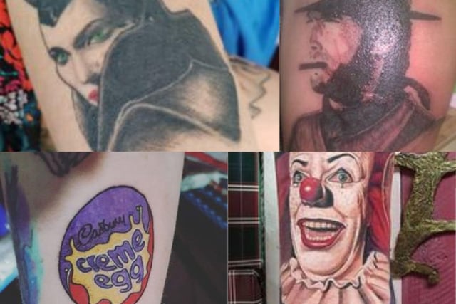 Maleficent, Clint Eastwood, a Cadbury's Creme Egg and IT the clown were just some of the tattoos sent in from our readers to 'mark' National Tattoo Day 2023