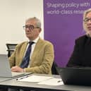 Professor Martie van Tongeren (right) and Professor Pierluigi Cocco addressing the All-Party Parl. Photo:  The University of Manchester