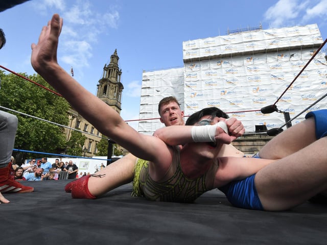 Wrestling on Preston Flag Market