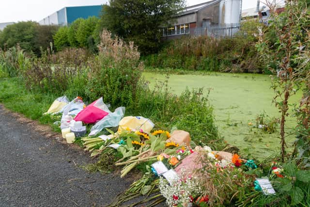 Floral tributes left to 16-year-old Preston McNally who died in the Leeds and Liverpool canal in Burnley this weekend. Photo: Kelvin Lister-Stuttard