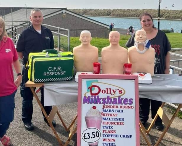 Pictured: Gillian Gallagher, Adam Brogden(Fylde coast community first responder), and Helen Crane