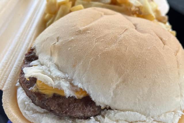 The burger was good.