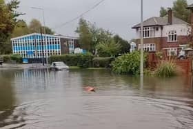 Black Bull Lane in Fulwood was flooded as heavy rain battered the county (Credit: Sue Barnes/ We are Fulwood)