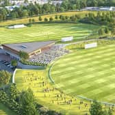 The two ovals and pavillion that will form the heart of the new Lancashire Cricket ground in Farington if the developent gets the nod from the government (image: BDP via Lancashire County Council's planning portal)