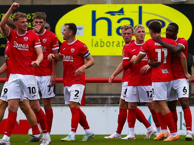 JJ McKiernan (left) and Eli King (fourth right) are two of Morecambe's U21 internationals Picture: Jack Taylor