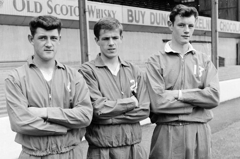Billy Simpson, Pat Stanton, and Sandy Keay at Easter Road in August 1963