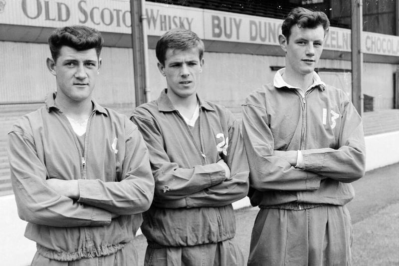Billy Simpson, Pat Stanton, and Sandy Keay at Easter Road in August 1963