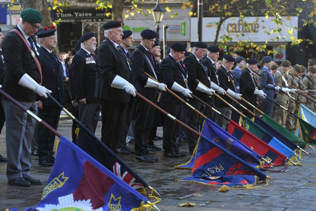 The lowering of the flags