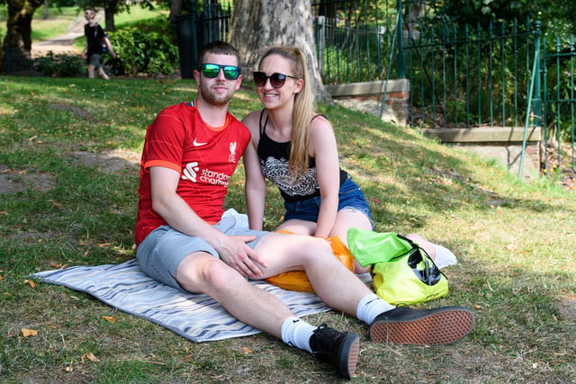Jordan Tyrer and Natalie Smith enjoying the sun in Avenham Park