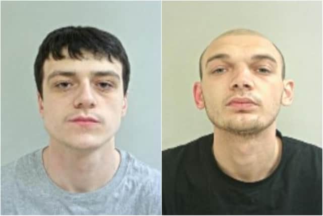 Cameron Farley (pictured left) and Cameron Parkinson (right) are wanted in connection with a kidnapping in Preston (Credit: Lancashire Police)