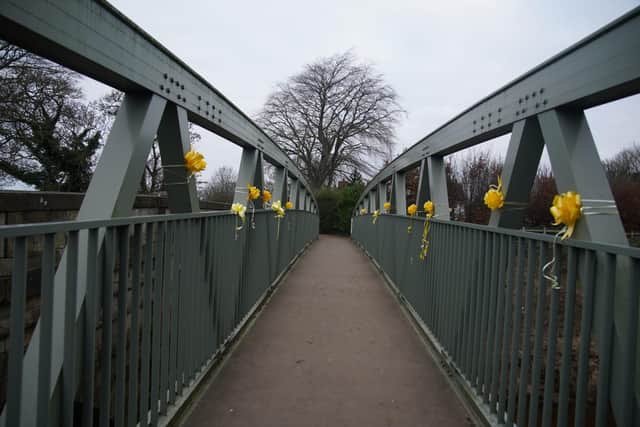 The bridge in St Michael's that now has yellow ribbons on