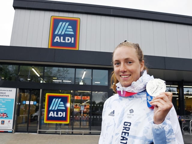 Team GB champion cyclist Josie Knight opens the new Aldi supermarket.