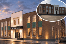 The proposed Saul Street Studios will be born out of the historic Preston Masonic Hall building (inset)