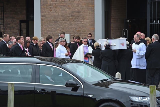 Olivia Pratt-Korbel's coffin arrives at St Margaret Mary's Church.