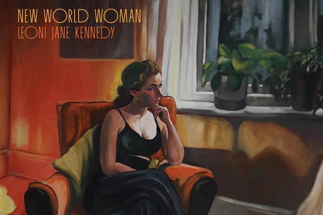 NEW WORLD WOMAN Album cover artwork hand painted by Lorna Bannister