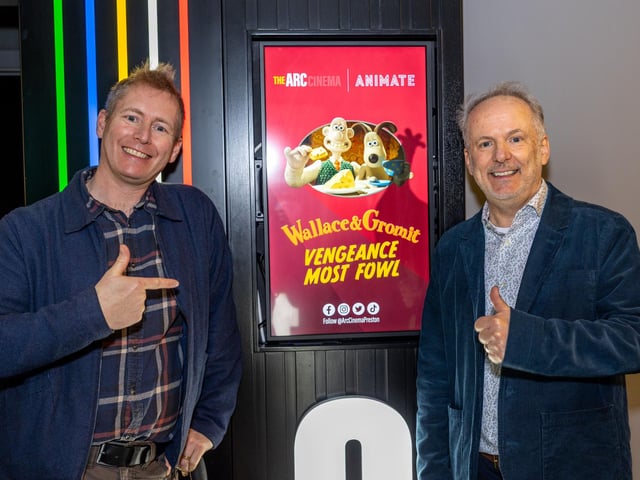Merlin Crossingham and Nick Park at an exclusive VIP pre-opening launch event