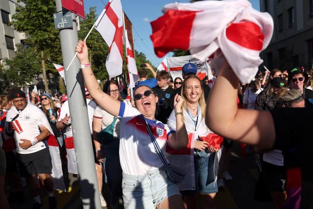 England fans participate in the fan march in Zurich, Switzerland. Photo: Eddie Keogh/Getty Images