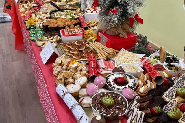 A delicious spread at the Christmas social event supplied by local caterer Shell Moss