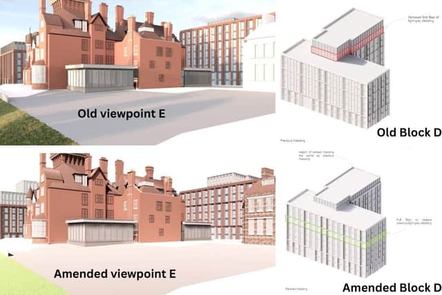 Left: an example of once change of view. Right: changes to Block D. Credit: Day Architectural via Preston Planning.
