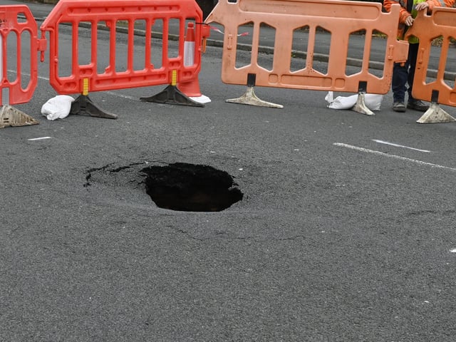 The sinkhole on Moor Lane, Preston.