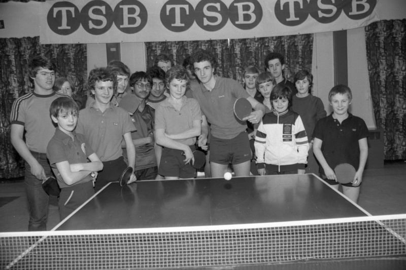 Paul Rainford, 18, (centre), winner of the TSB Preston Closed Table Tennis Championships (youth section) is pictured with runner-up Philip Huggon, 14, (centre left) and others who rook part in the competition at Collins Road, Bamber Bridge