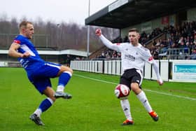 Match action from the derby between Bamber Bridge and Lancaster. (photo: Ruth Hornby)