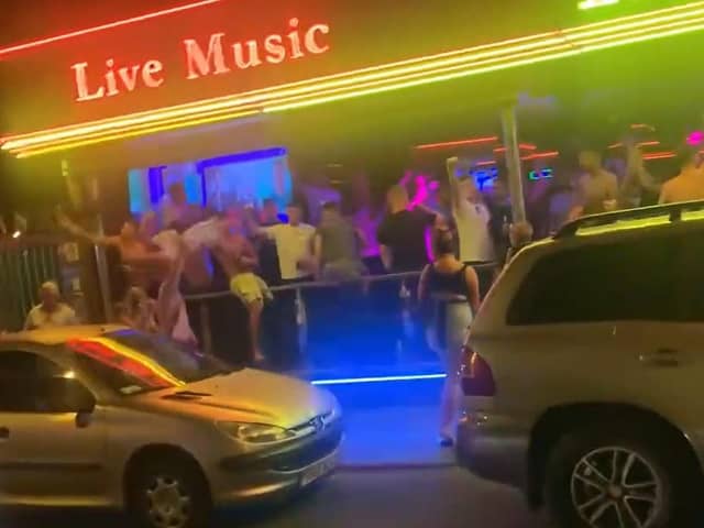 Scenes at the Rose and Crown in Benidorm, as PNE fans find their voice