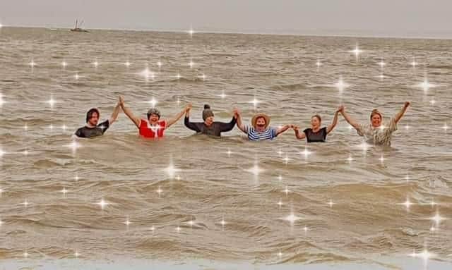 A group of colleagues from Bay and Lancaster Integrated Care Communities have braved the waters in Morecambe to raise money for Morecambe Bay Foodbank.