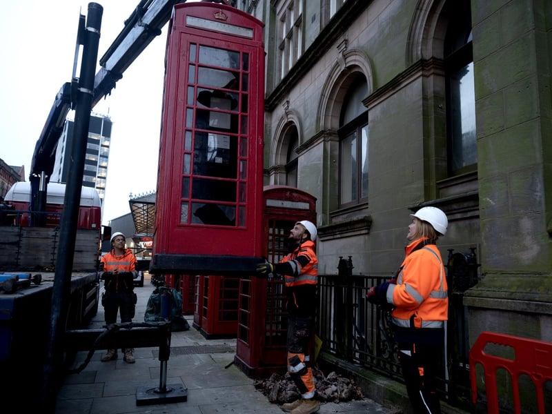Preston's famous red phone boxes have been removed for refurbishment