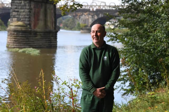 Photo Neil Cross; Michael Ashmore rescuer of Faye the dog from the River Ribble at Miller Park, Preston