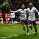 Preston North End's Troy Parrott celebrates scoring the equaliser