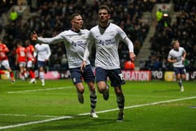 Preston North End's Troy Parrott celebrates scoring the equaliser