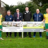 Feniscowles and Pleasington FC and representatives from Taylor Wimpey and Barratt Homes