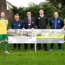 Feniscowles and Pleasington FC and representatives from Taylor Wimpey and Barratt Homes