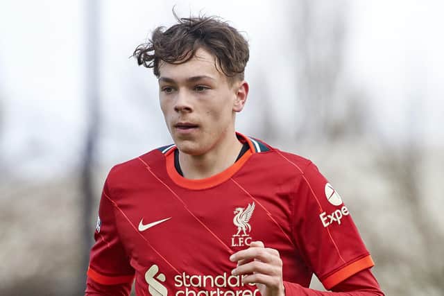 Luke Chambers in action for Liverpool's Under-18s