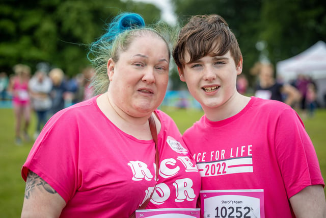 Sharon and Matthew Connelly were among those taking part in Race for Life at Preston's Moor Park