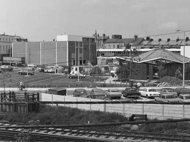 A view of Morecambe in the Seventies showing the library and new Arndale.