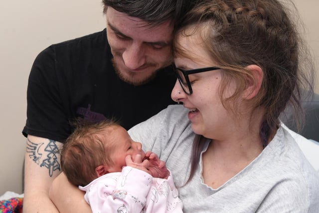 Parents Kyle and Kasey Robinson with daughter Lilith Robinson, who arrived at Royal Preston Hospital at 3.50am on June 18, weighing 7lb 15oz