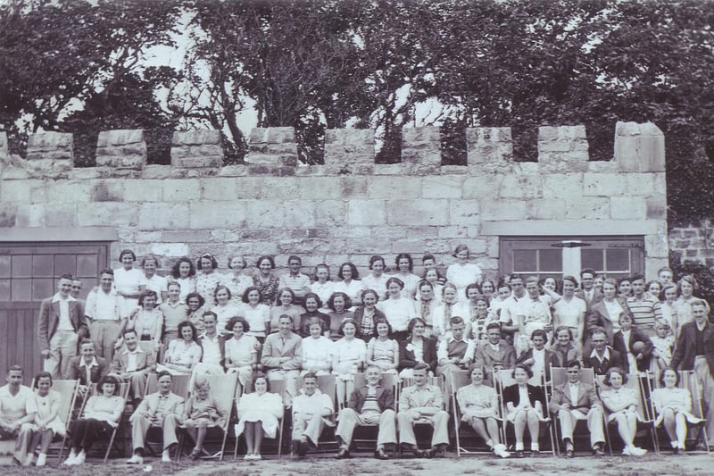Mr R Peart's photo of Pontins showing his parents on the bottom row at the left hand side.
