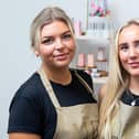 Mayah McDonagh (left) and Evie Little, business partners at new salon ME Beauty at the Northlight Offices in Brierfield.  Photo: Kelvin Lister-Stuttard