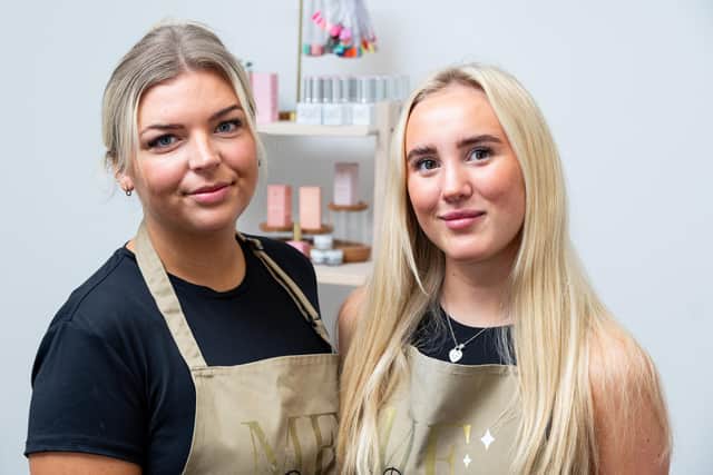 Mayah McDonagh (left) and Evie Little, business partners at new salon ME Beauty at the Northlight Offices in Brierfield. Photo: Kelvin Lister-Stuttard