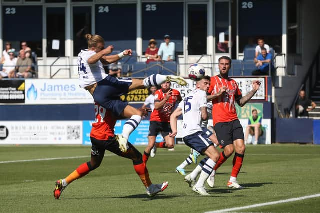 Brad Potts opens the scoring at Kenilworth Road.